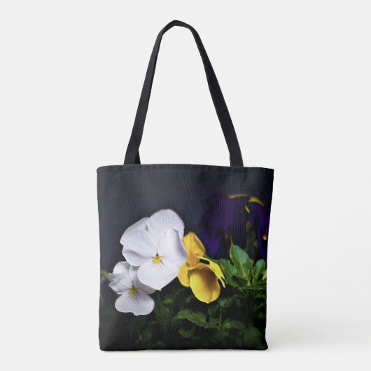 Tote Bag Pansies jaune et violet blanc (Dos)