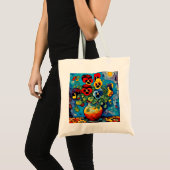 Tote Bag Pansies mixtes dans vase (Devant (produit))