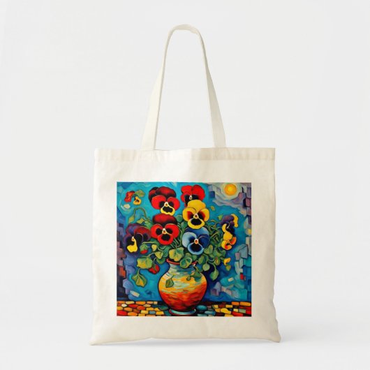 Tote Bag Pansies mixtes dans vase (Devant)