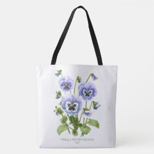 Tote Bag Pansies violettes Botanique Personnalisable
