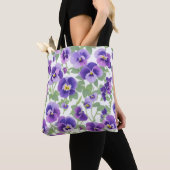 Tote Bag Pansies violettes Pastel Graphic (De près)
