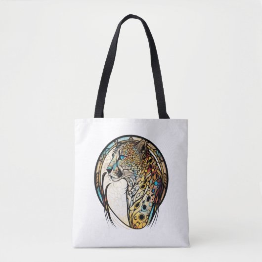 Tote Bag Panther Animal Portrait Vitrail Art de la faune (Devant)