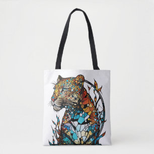 Tote Bag Panther Animal Portrait Vitrail Art de la faune