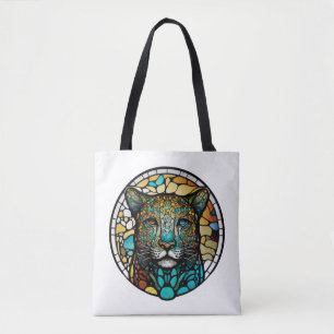 Tote Bag Panther Animal Portrait Vitrail Art de la faune