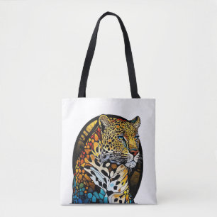 Tote Bag Panther Animal Portrait Vitrail Art de la faune
