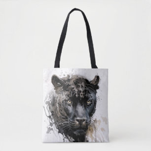 Tote Bag Panther Portrait Animal Peinture Faune En Plein Ai