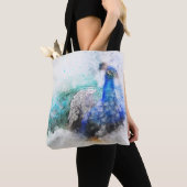 Tote Bag Paon à l'aquarelle (De près)