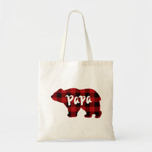 Tote Bag Papa Bear - Bison rouge et noir plaid