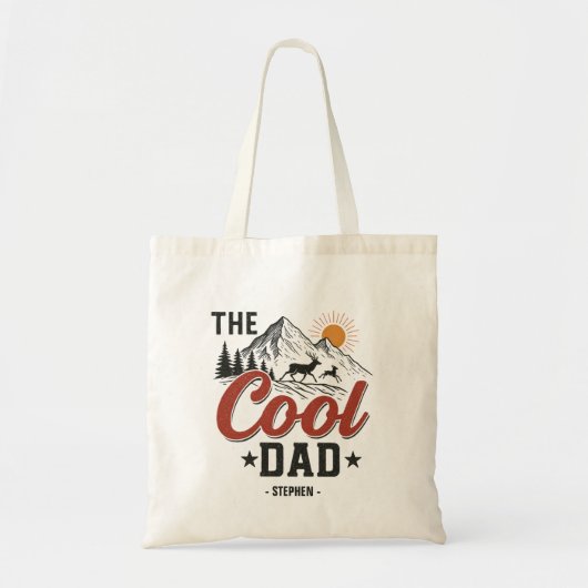 Tote Bag Papa Cool - Rustic Mountain et Deer Design (Devant)