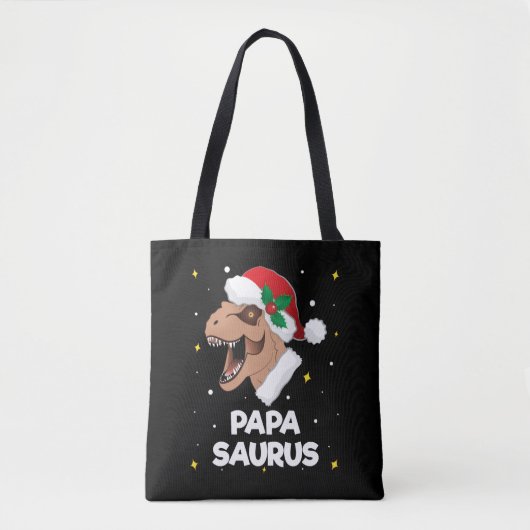 Tote Bag Papasaurus Santa Claus Dinosaur Noël (Devant)