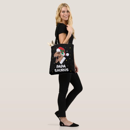 Tote Bag Papasaurus Santa Claus Dinosaur Noël (Sur le modèle)