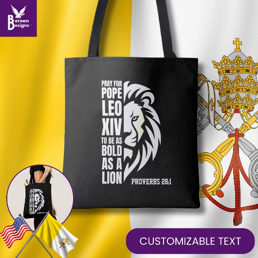 Tote Bag PAPE LEO XIV Prière Gras Lion chrétien