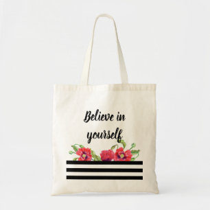 Tote Bag Papes rouges Art floral Croyez en vous-même