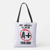 Tote Bag Papier doublé carnet A* A+ mode enseignant (Dos)
