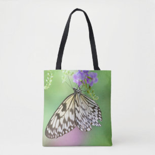 Tote Bag Papier papillon kite en vert et violet