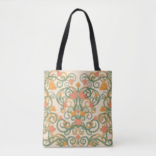 Tote Bag Papier peint floral de style Art nouveau, Vintage 