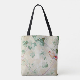 Tote Bag papier peint rétro oiseau et lierre