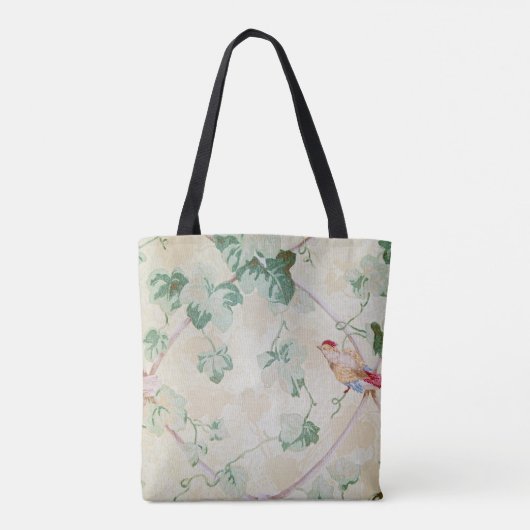 Tote Bag papier peint rétro oiseau et lierre (Dos)