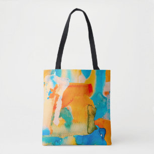 Tote Bag Papier psychédélique. Bleu classique et rouge lave