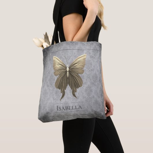 Tote Bag Papillon à bijoux en or (De près)