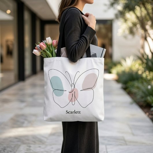 Tote Bag Papillon à nom personnalisé