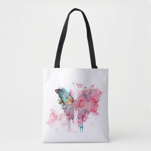 Tote Bag Papillon Abstrait Aquarelle créative Nature Boho (Devant)