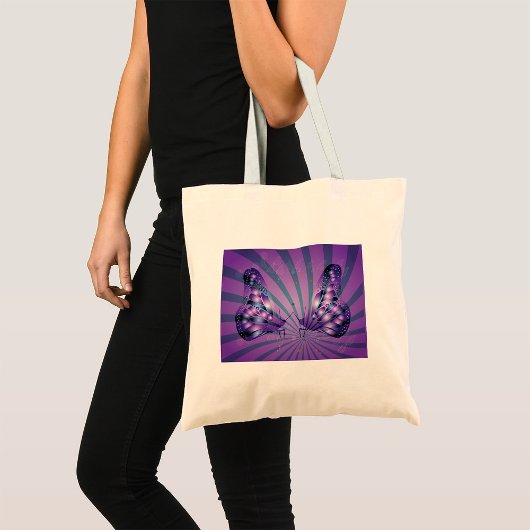 Tote Bag Papillon Abstrait pourpre avec ailes rayonnantes