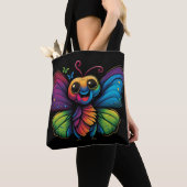 Tote Bag Papillon arc-en-ciel (De près)