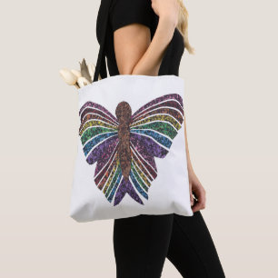 Tote Bag Papillon arc-en-ciel (blanc) - Fourre-tout