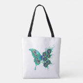 Tote Bag Papillon aux plumes de paon vert (Dos)