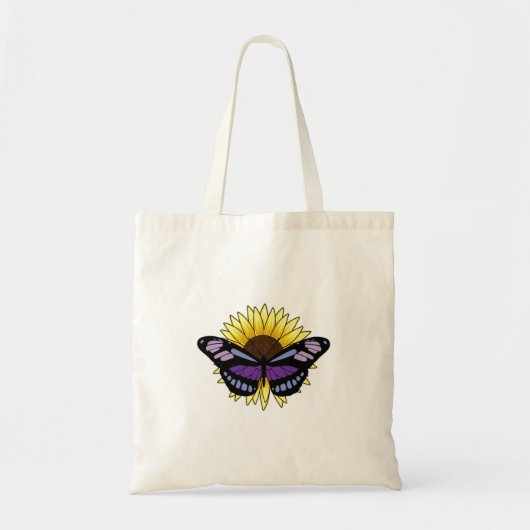 Tote Bag Papillon avec tournesol (Devant)