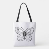 Tote Bag Papillon blanc à veine noire (Dos)