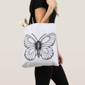 Tote Bag Papillon blanc à veine noire (De près)