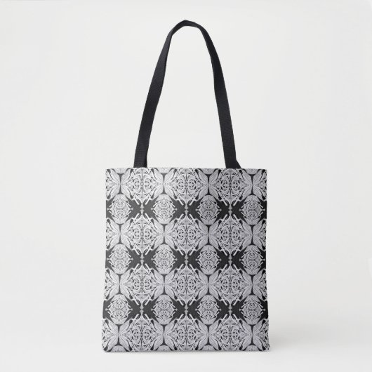 Tote Bag Papillon blanc gris Aile Motif Abstrait (Devant)