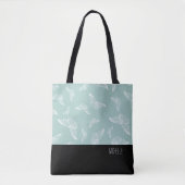 Tote Bag Papillon blanc pâle Noir fond avec nom (Devant)