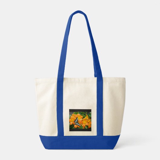Tote Bag Papillon bleu avec Rhododendron tropical (Dos)