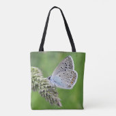 Tote Bag Papillon bleu commun sur l'herbe (Dos)