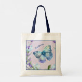 Tote Bag Papillon bleu et lavande personnalisée (Dos)