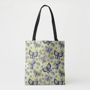 Tote Bag Papillon bleu lunaire Motif sans couture
