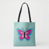 Tote Bag Papillon bleu magenta rose (Devant)