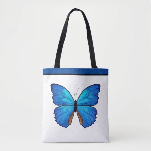 Tote Bag Papillon bleu Morpho avec nom (Devant)