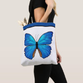 Tote Bag Papillon bleu Morpho avec nom (De près)