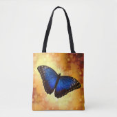 Tote Bag Papillon bleu Morpho sur Bokeh Gold (Devant)