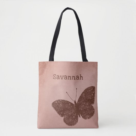 Tote Bag Papillon Brown Boho rustique Fourre-tout (Devant)