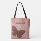 Tote Bag Papillon Brown Boho rustique Fourre-tout (Dos)