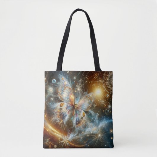 Tote Bag Papillon céleste vibrant à mousse marine (Devant)