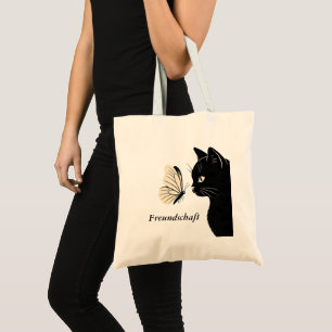 Tote Bag Papillon Chat Noir Amitié