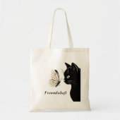 Tote Bag Papillon Chat Noir Amitié (Devant)