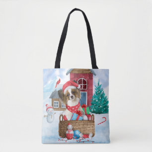 Tote Bag Papillon Chien dans la neige Maison de Chien de No