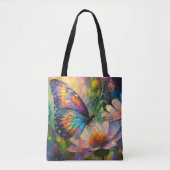 Tote Bag Papillon coloré et Fleurs sauvages à Sunrise (Devant)